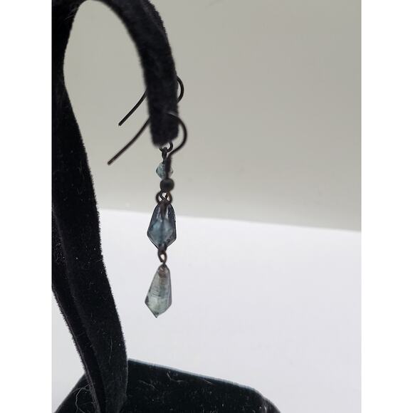 Gunmetal Y Necklace and Earring Set Blue Crystal Beads Modern Fashion Jewelry - Picture 13 of 13